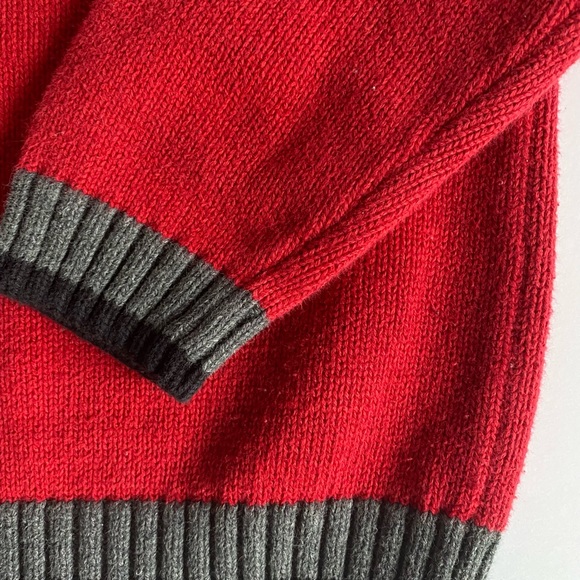 Calvin Klein Jeans Red Gray Striped Quarter-zip Pullover Knit Sweater size 4 - Picture 8 of 10